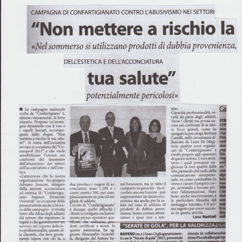 Citazione sul giornale della Citazione sul giornale della Dott.ssa Barbara Camilli