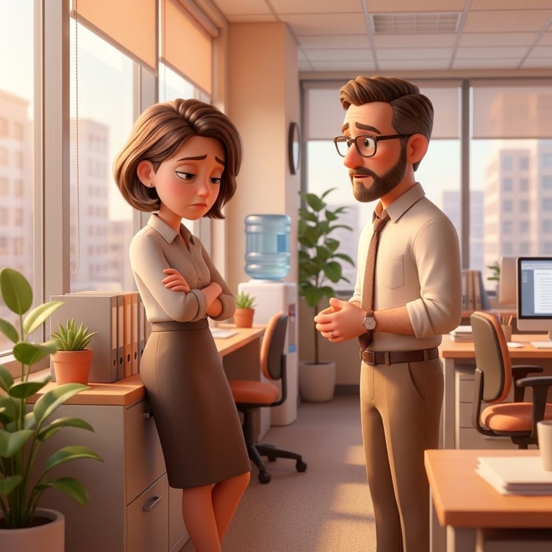 segnali-stress-lavoro-correlato-burnout Due colleghi che riconoscono insieme i segnali di stress lavoro correlato e burnout sul luogo di lavoro